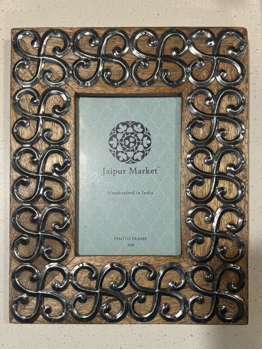 Jaipur Wood Frame with Silver Scroll Accents 069